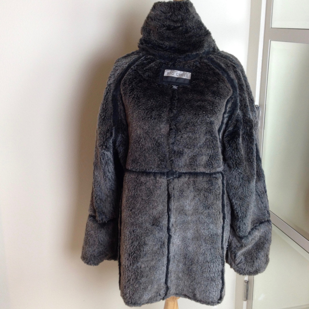 NWOT Faux Suede Faux Fur Lined Shearling Warm Coat - Picture 5 of 5